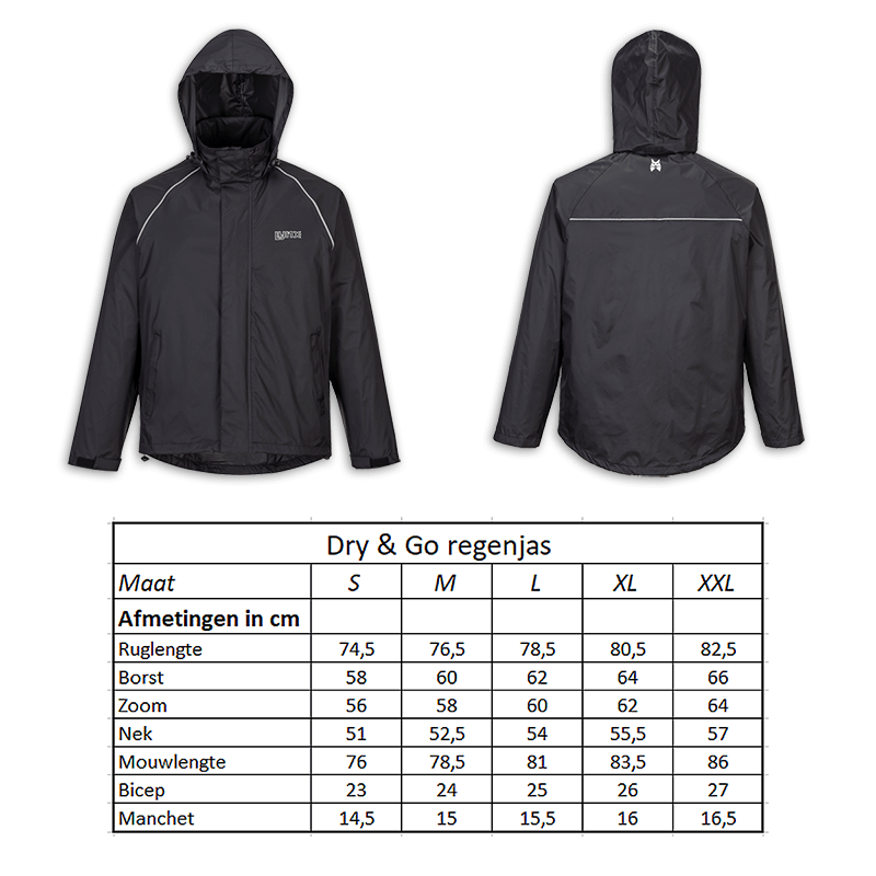 610910.10.S LYNX Veste de pluie Dry & Go taille S 74.5 x 58 x 56 cm